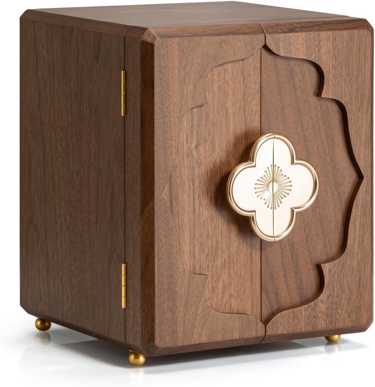 Caja joyas madera nogal negro 5 capas puerta magnética