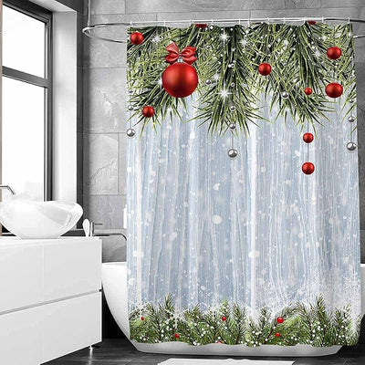 Cortinas ducha Navidad 72x72pulg color rojo y verde