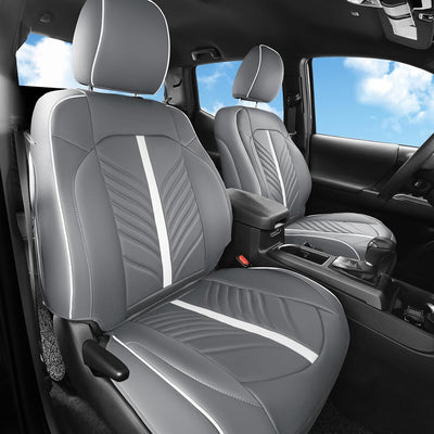 Fundas asiento cuero Toyota Tacoma 2016-23 gris blanco