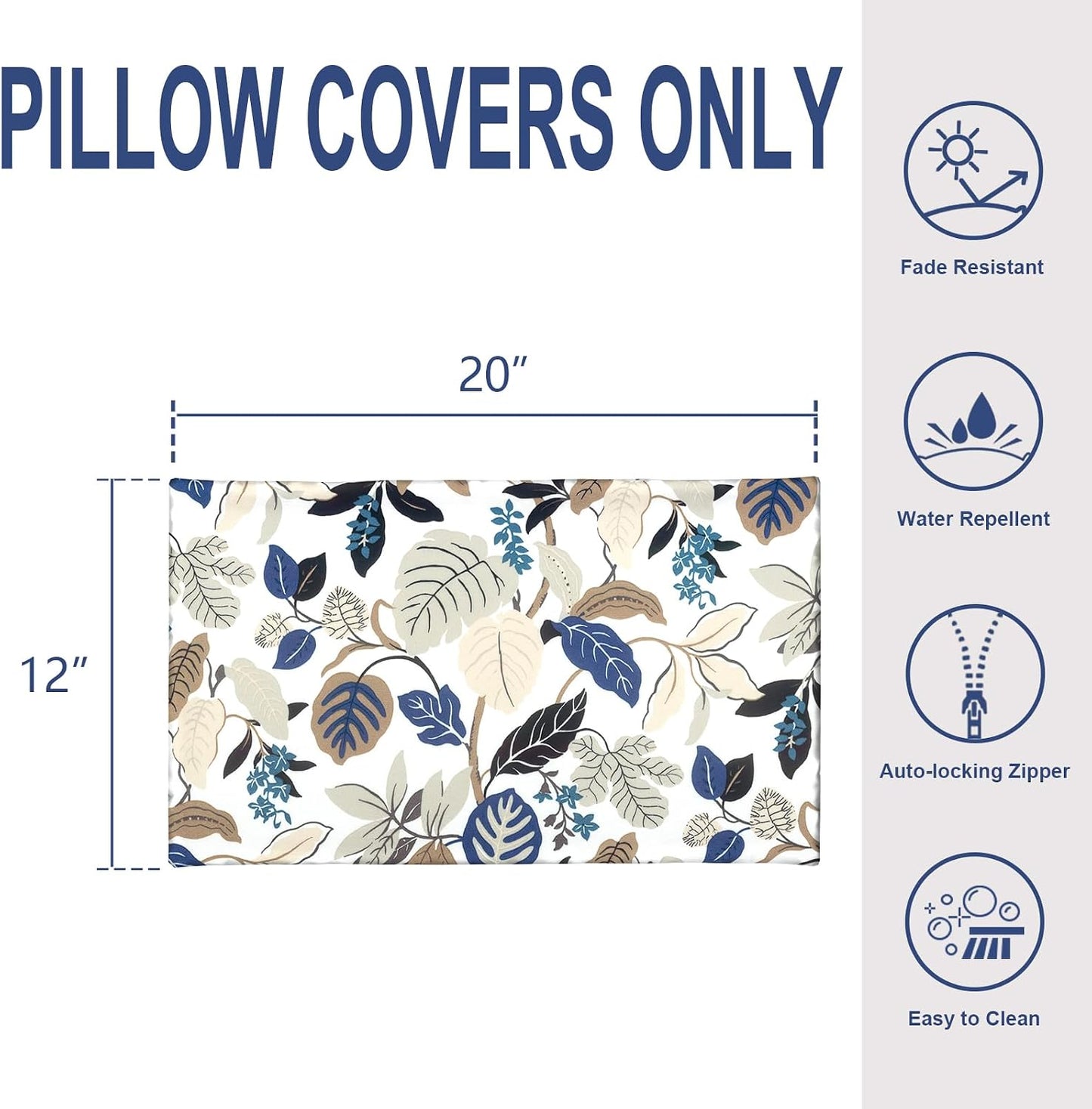 2 Fundas almohada lumbar exterior 12x20" color beige