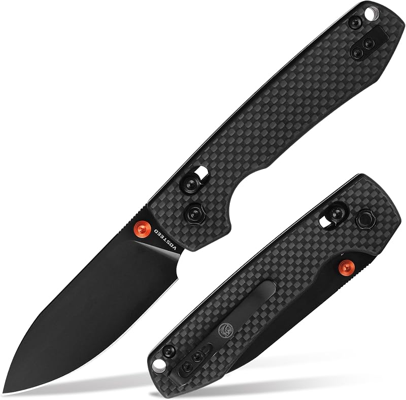 Cuchillo bolsillo hoja negra nitro-v bloqueo fibra carbono