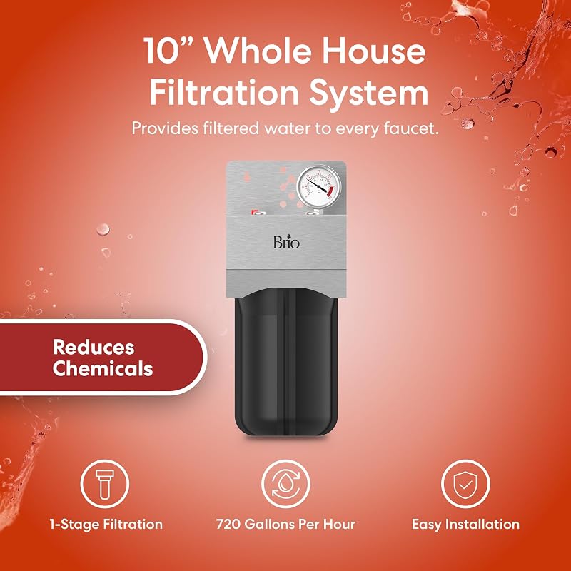 Sistema filtro agua casa con medidor CTO 5mic 4.5x10" 720GPH