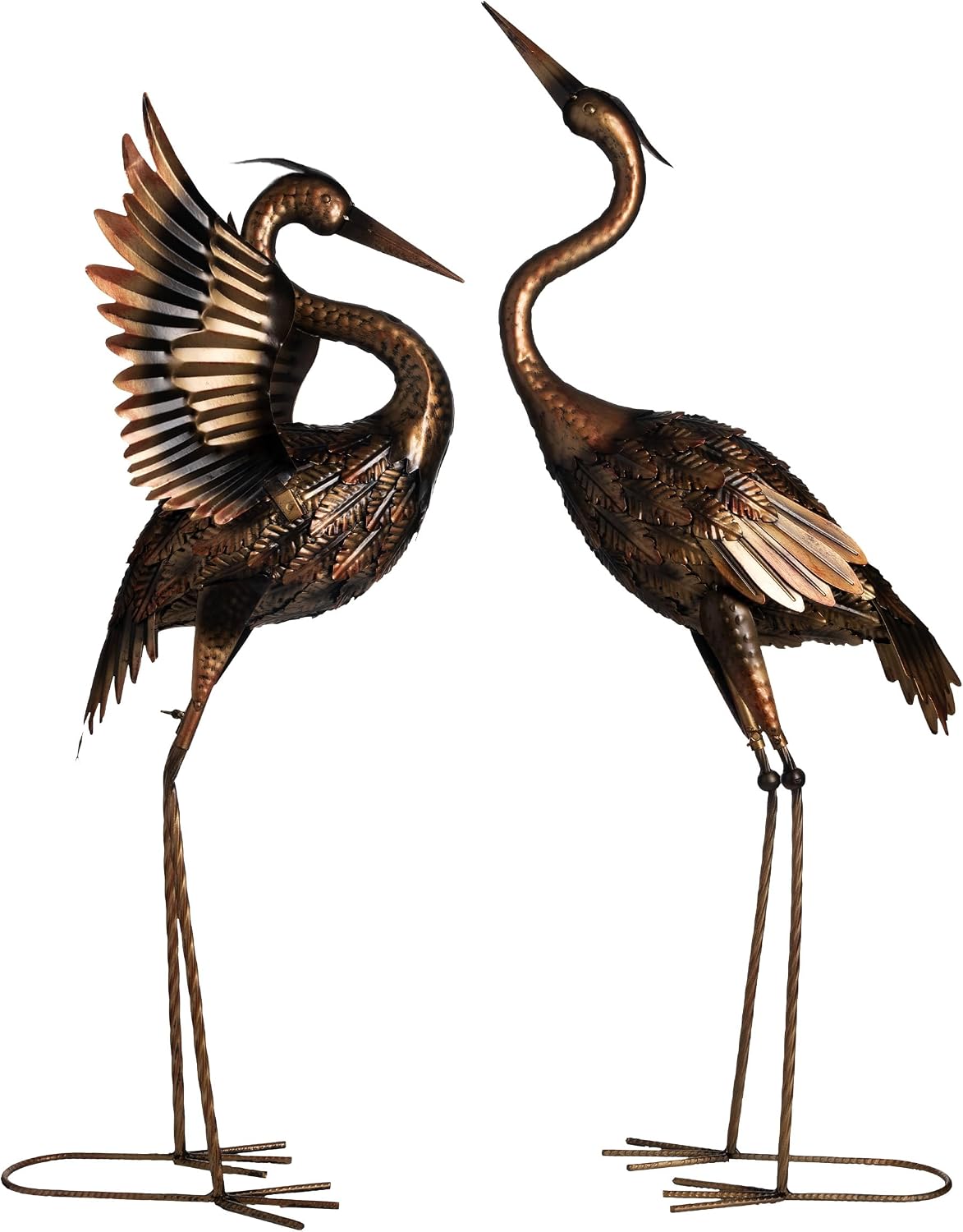 Set 2 Garzas Latón Decoración Jardín Impermeable