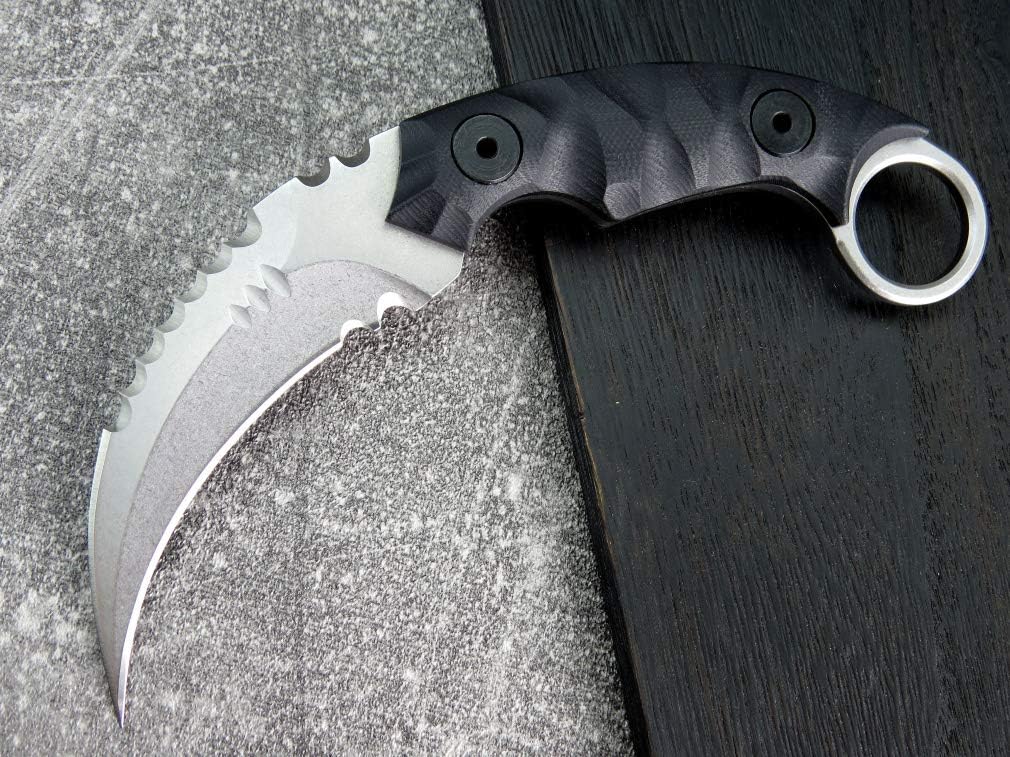 Cuchillo garra supervivencia acero D2 mango G10 4pulg