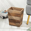 Cubo basura madera reciclada rústica con asas metal