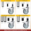 Ruedas giratorias 5pulg set 4 con vástago expansible comp