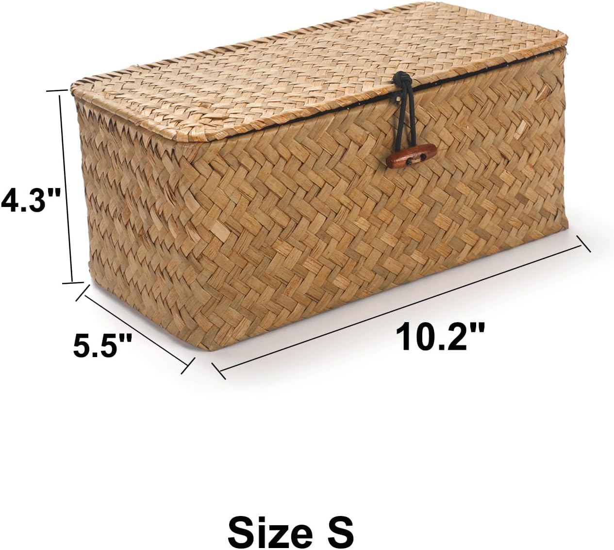 Cesta seagrass tejida a mano con tapa para hogar Amarillo