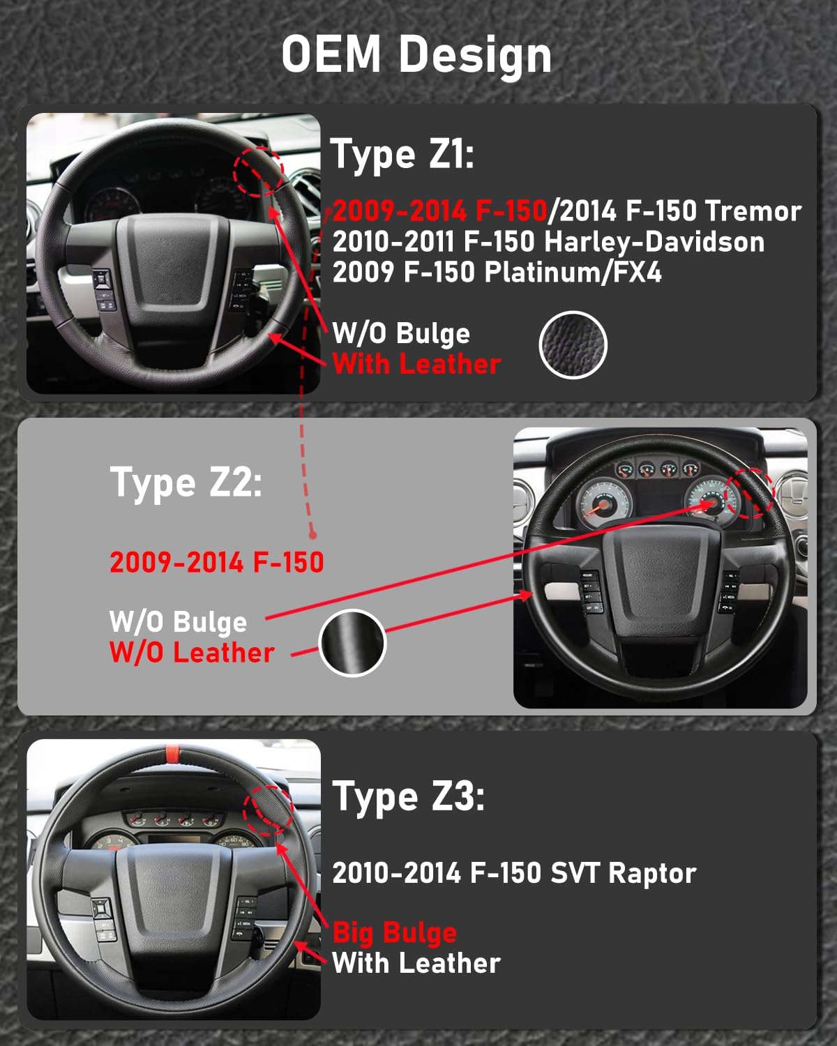 Funda cuero volante comp Ford F-150 2009-14