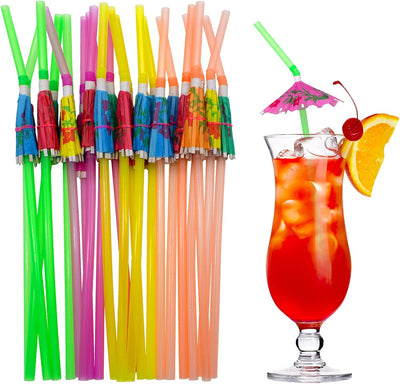100 Popotes Paraguas 9.45pulg Colores Surtidos Fiesta Playa