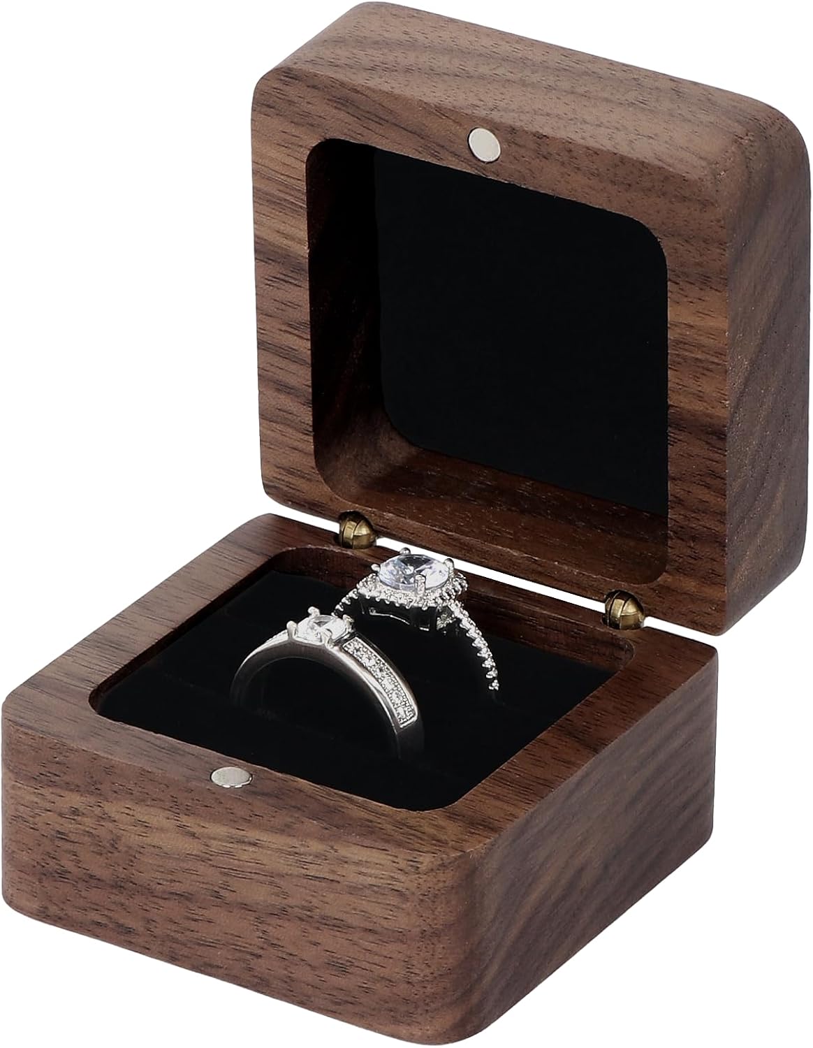 Caja madera anillos boda 2 ranuras vintage rústica