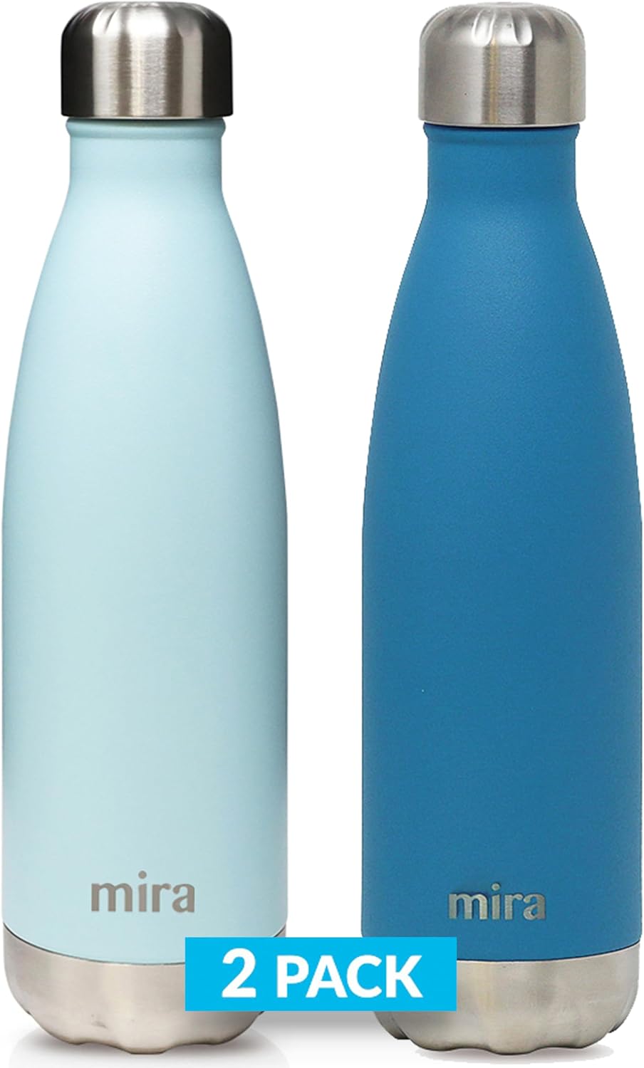 2 Botellas agua aisladas acero inox doble pared 17oz Azul