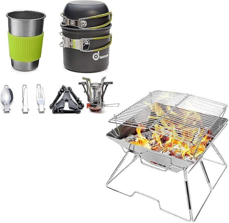 Kit 9 Pzas Utensilios Camping Acero Inox 304 Plegable