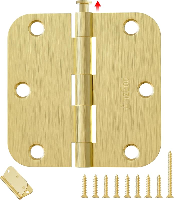 Bisagras puerta latón satinado 3.5" redondas 30 pzas