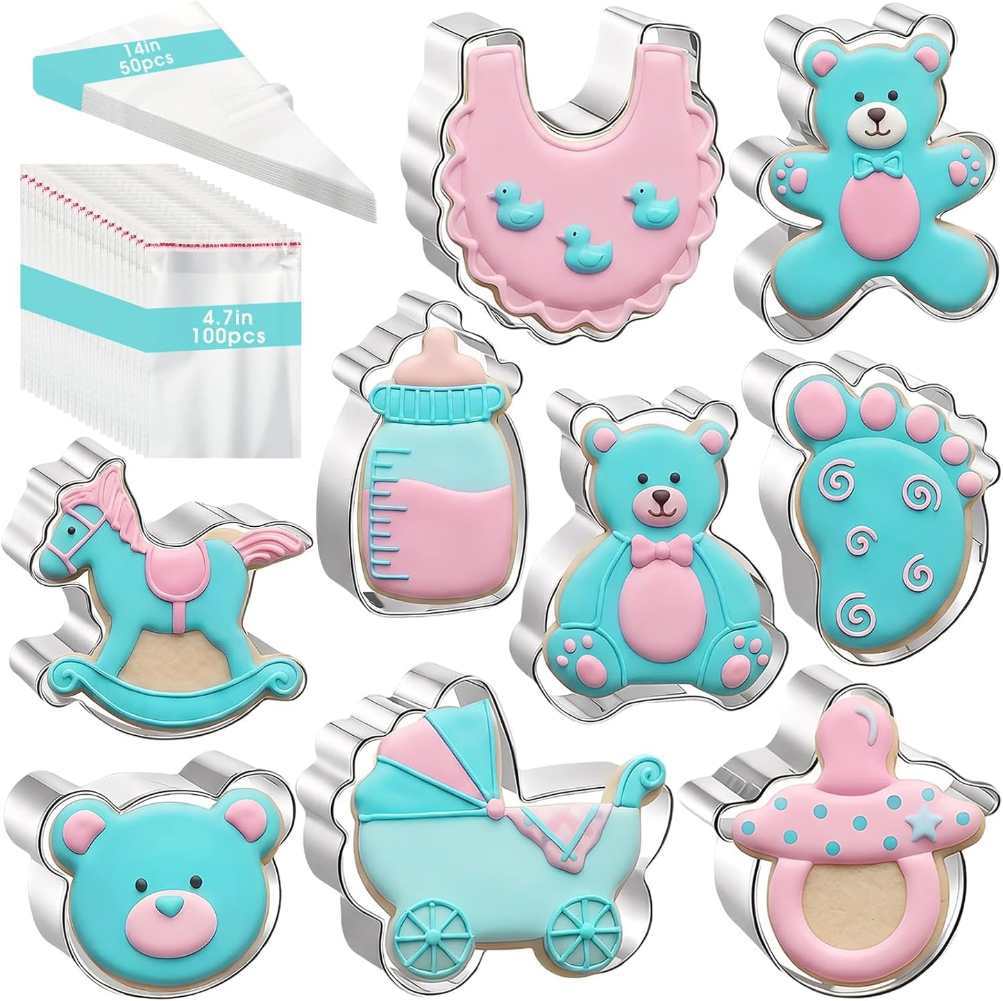 Set 159 cortadores galletas acero inox 100 bolsas galletas