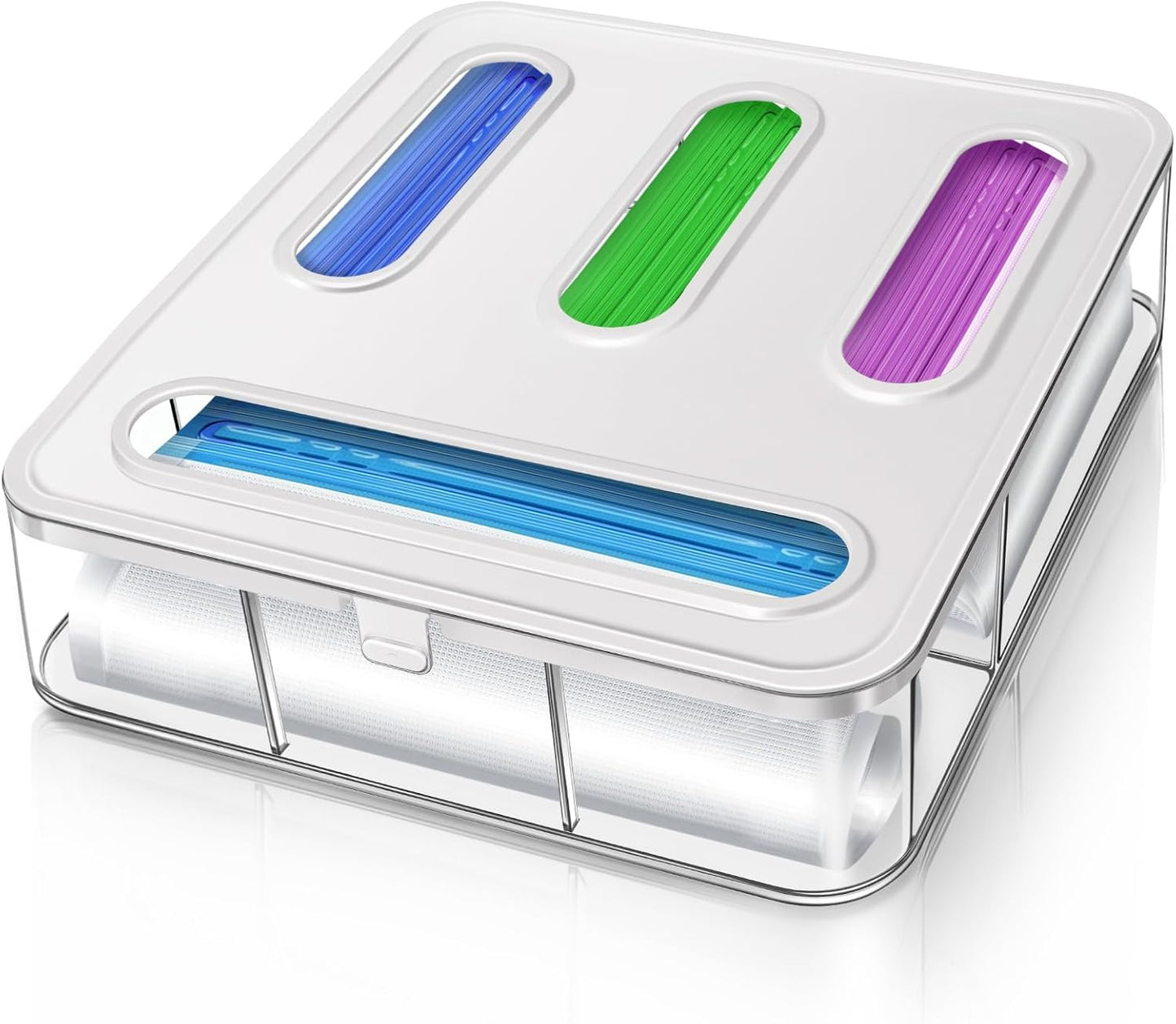Organiz. bolsas alimento 4 compart. plástico sin BPA