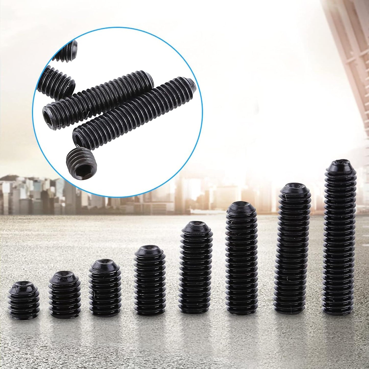 Juego 200 s hex M3 acero carbono negro para manijas puerta