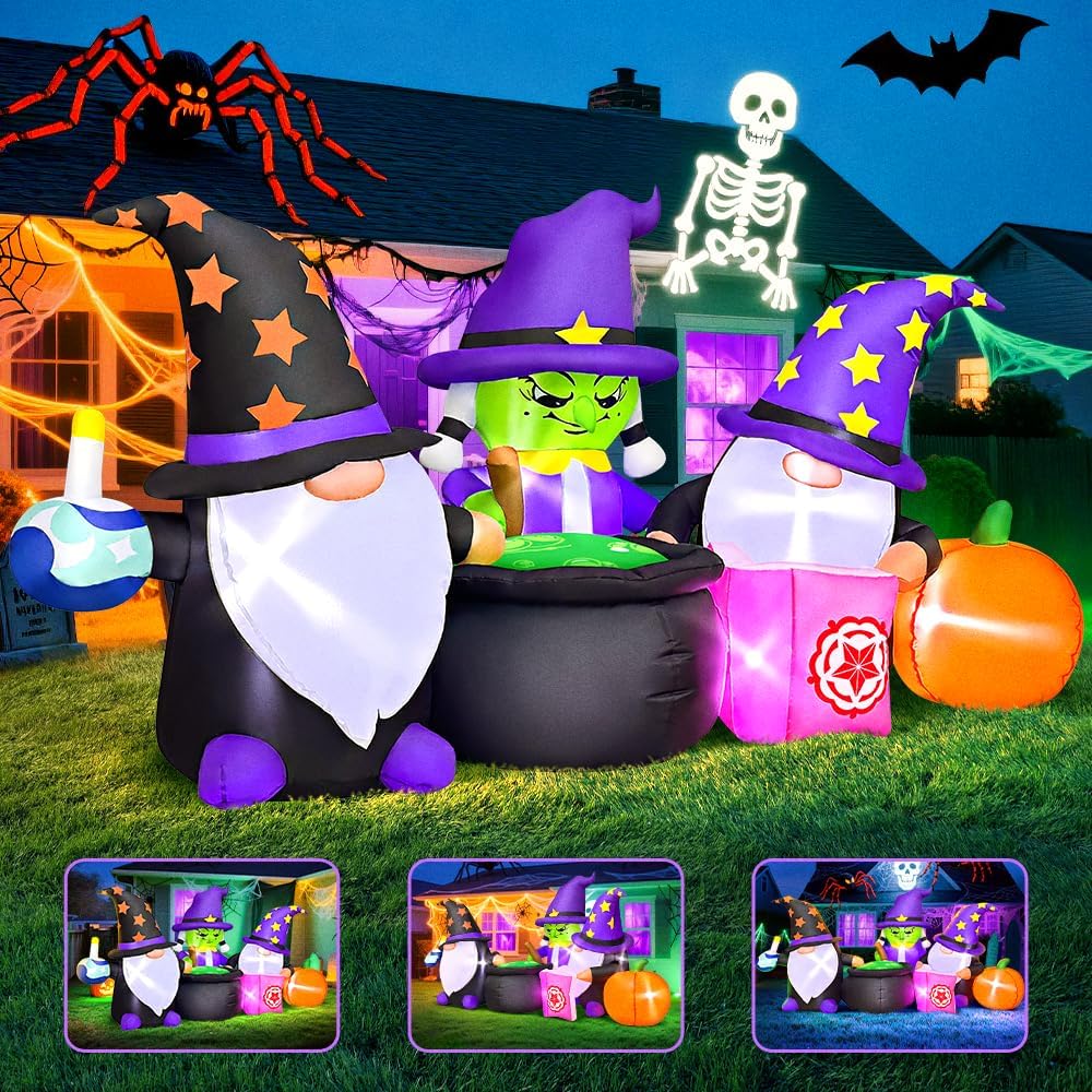 Decoración inflable Halloween 7ft con luces LED brujas