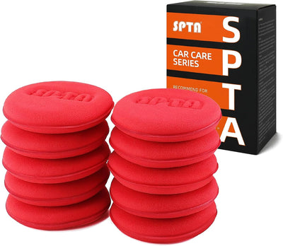 10 Almohadillas Cera Espuma 4pulg Rojo para Detallar Auto