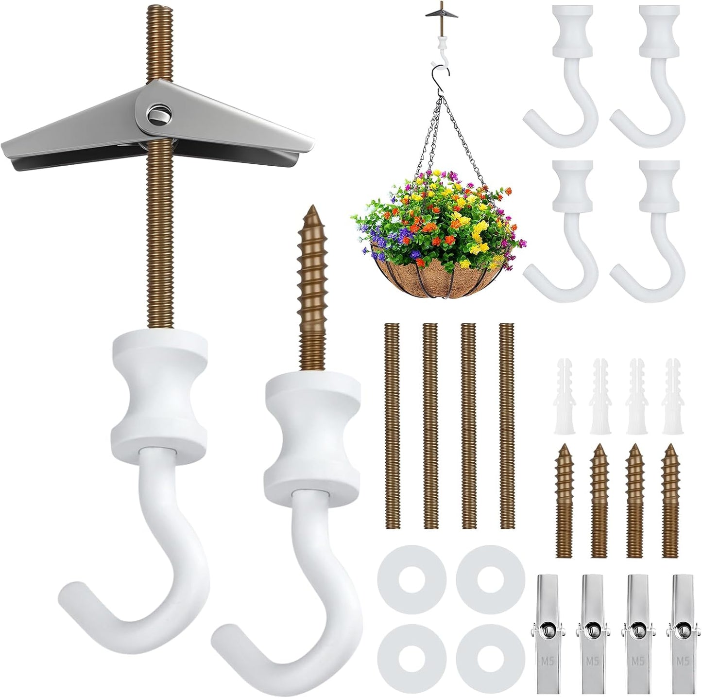 4 Ganchos Metal para Plantas Colgantes Techo Interiores Exteriores