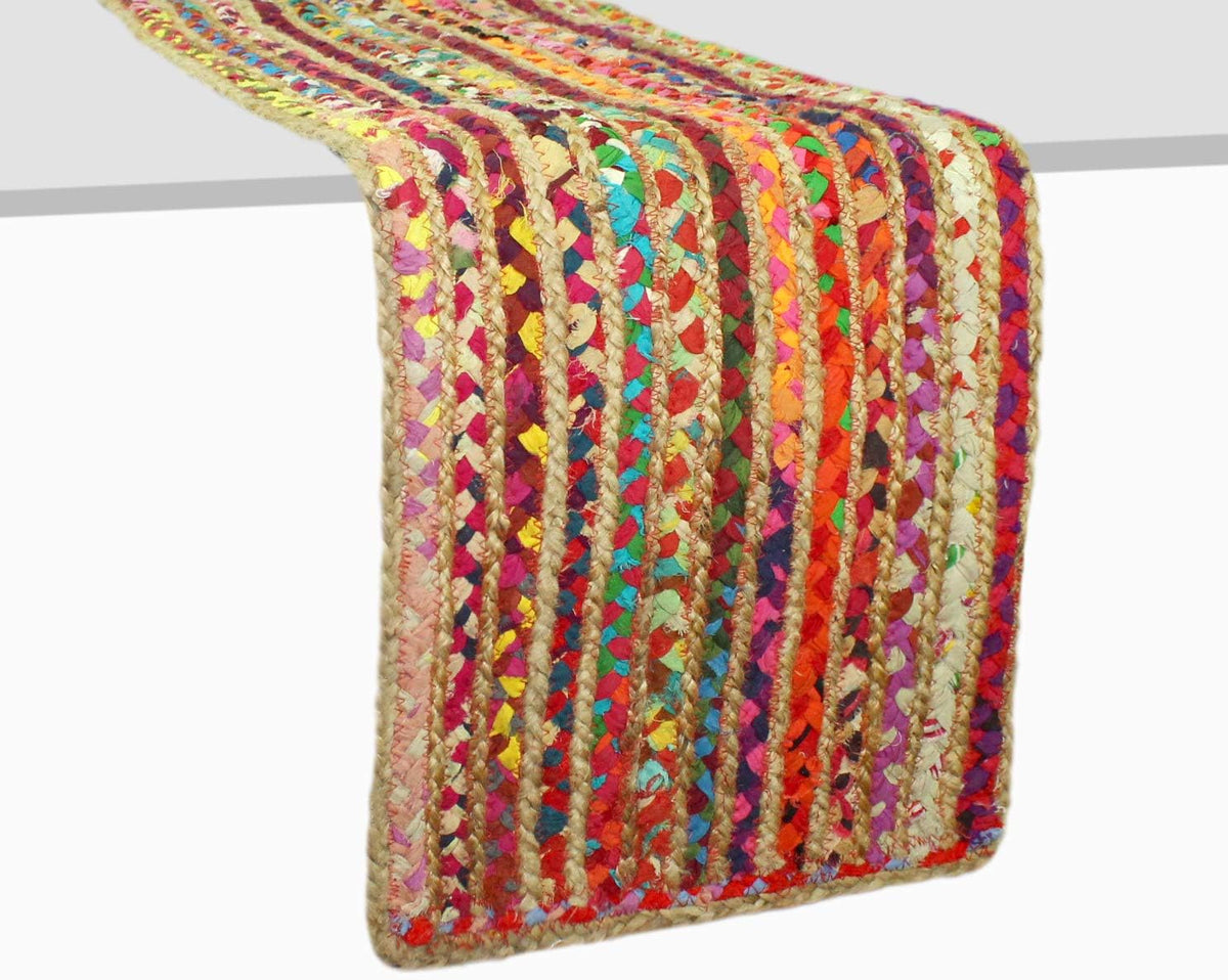 Mesita de yute trenzada reversible 13x72pulg multicolor