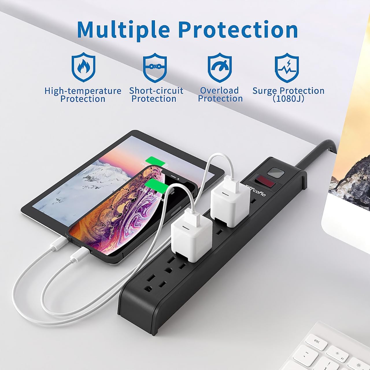 Protector sobretensiones 600j 4pies 6 tomas ETL