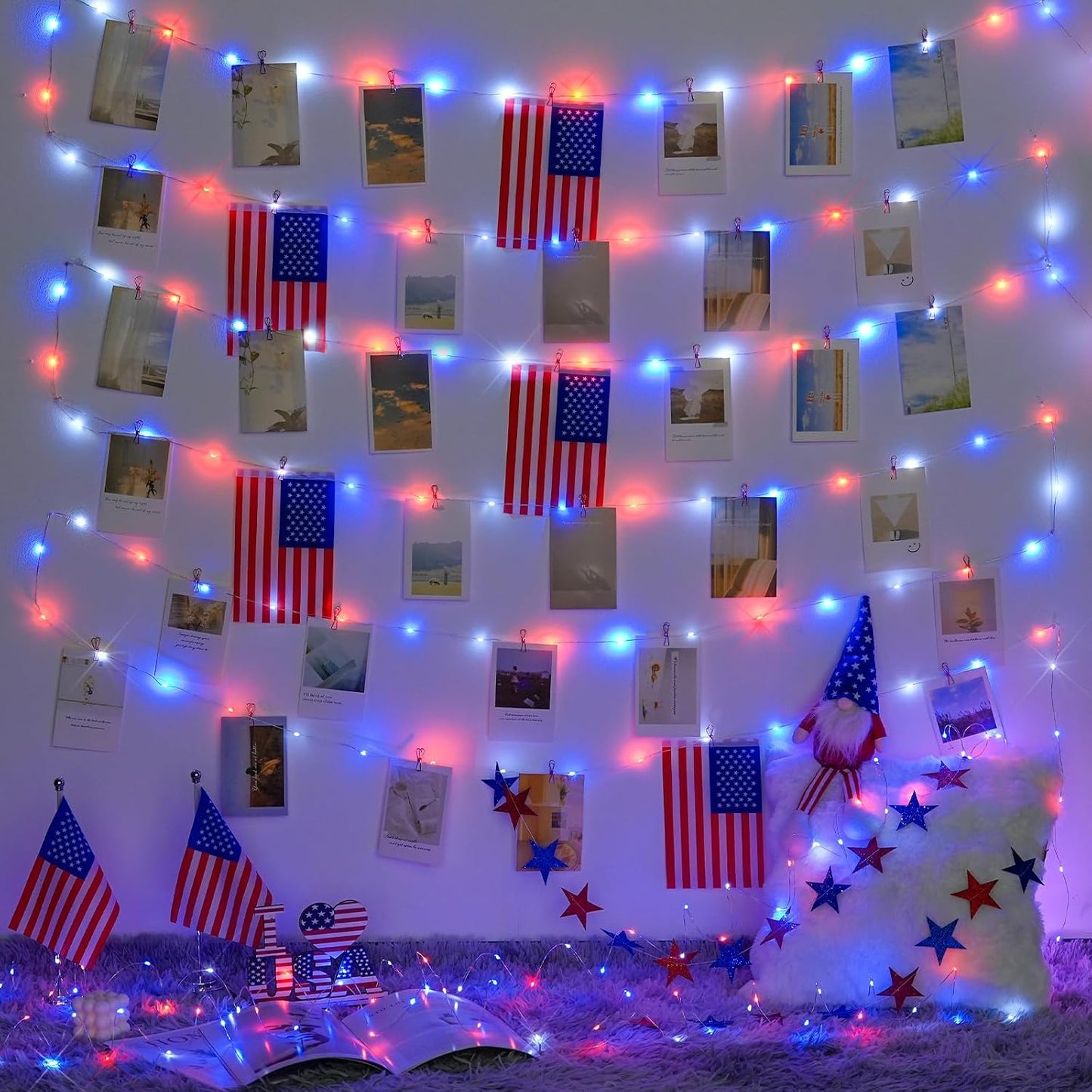 200 Luces LED Patrióticas Parpadeantes 4 de Julio