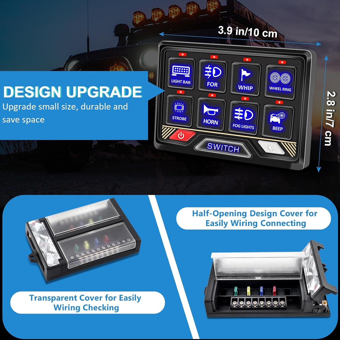 Panel interruptor RGB 8 bandas con relé 5 niveles brillo