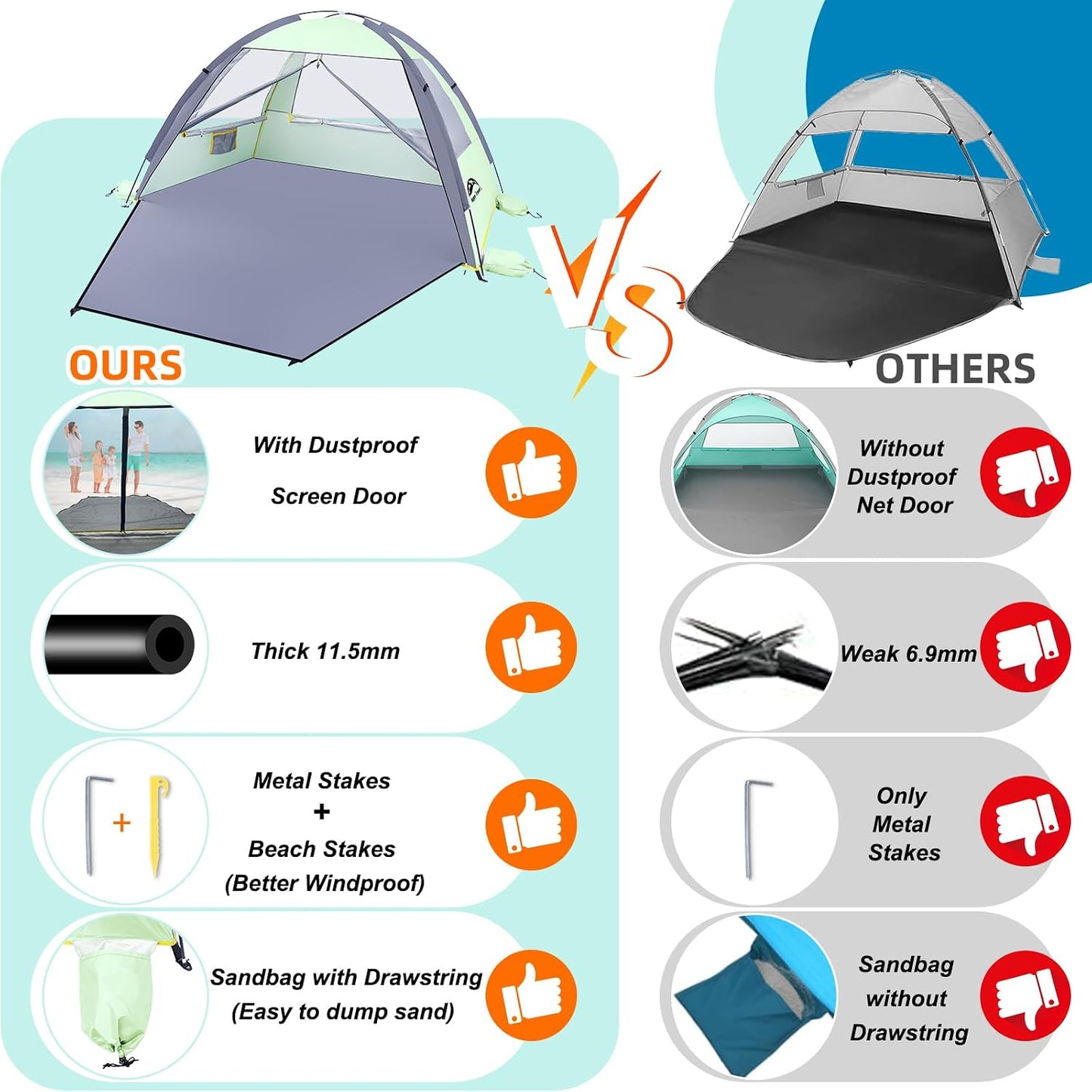 Refugio solar UPF 50 playa para 3-8 personas toldo portátil