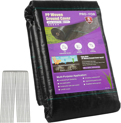 Tela barrera malezas 4x50ft 3.2oz para jardinería y agricultura