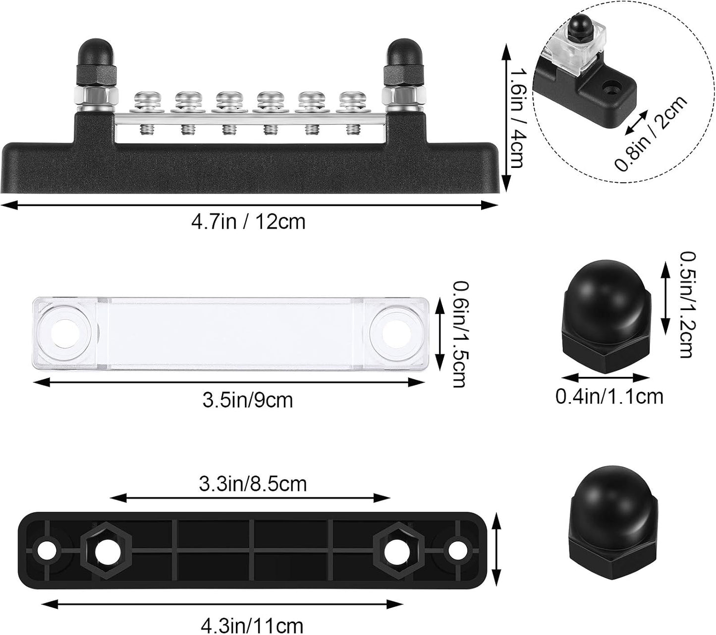 Barra bus 12V 150A con tapa mini bloque coche