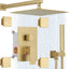 Grifo ducha lluvia 12" 4 accesorios cuerpo completo dorado