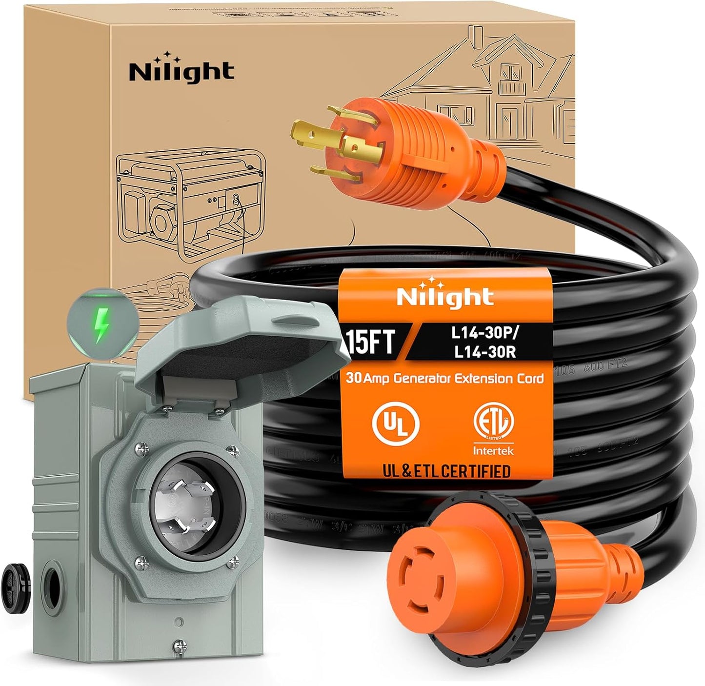 Caja alimentación 30A 15ft cable extensión 125/250V