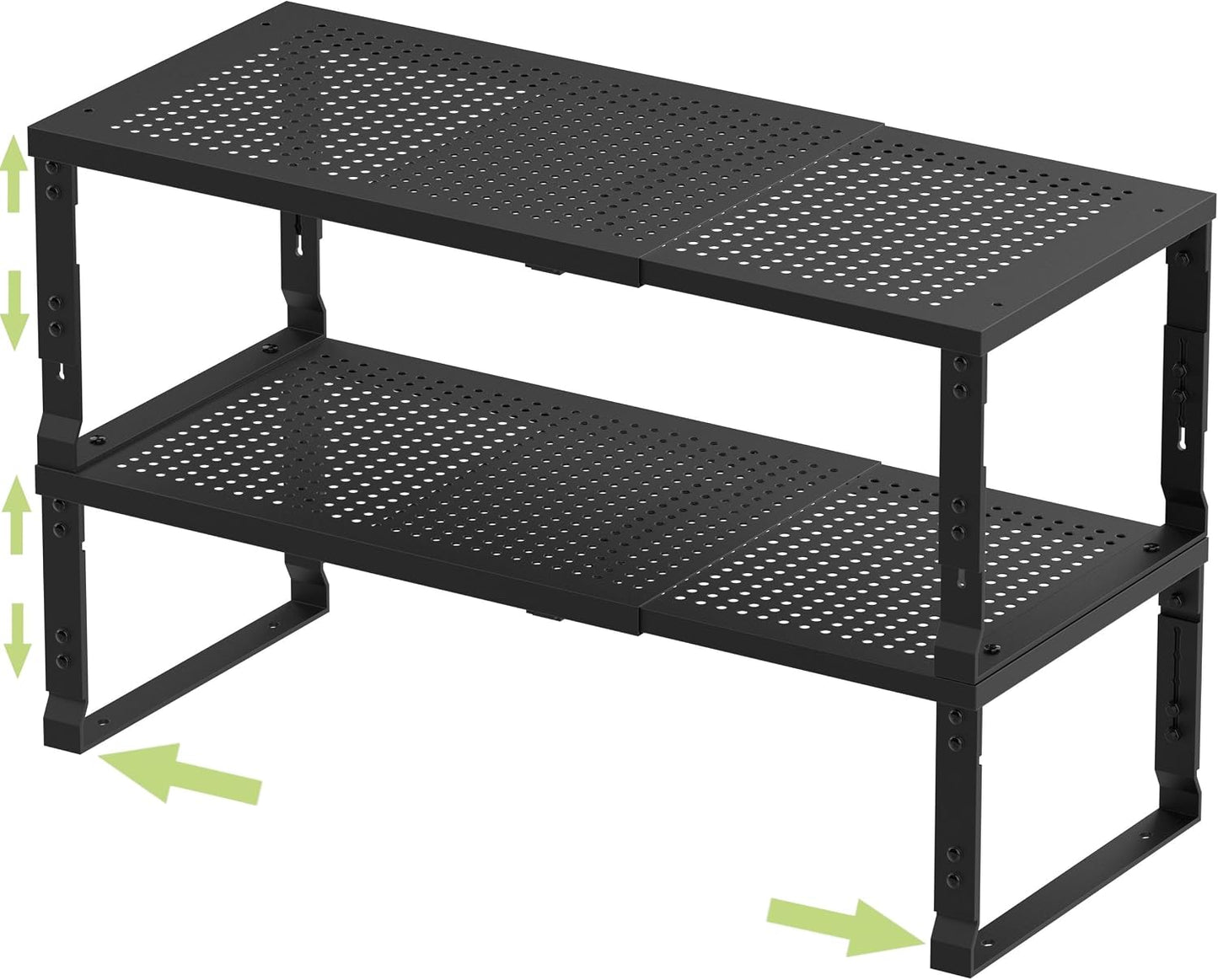 Estante apilable ajustable para especias 2 pack negro