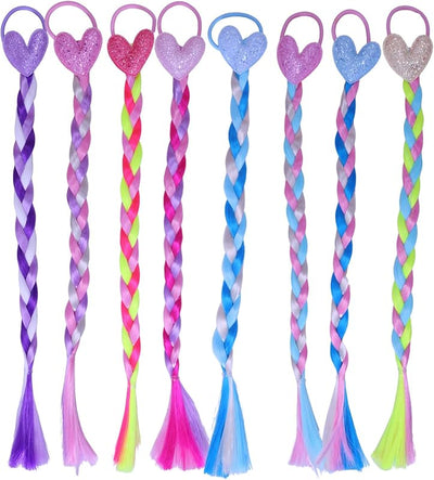 8 extensiones cabello coloridas con bandas goma para fiesta