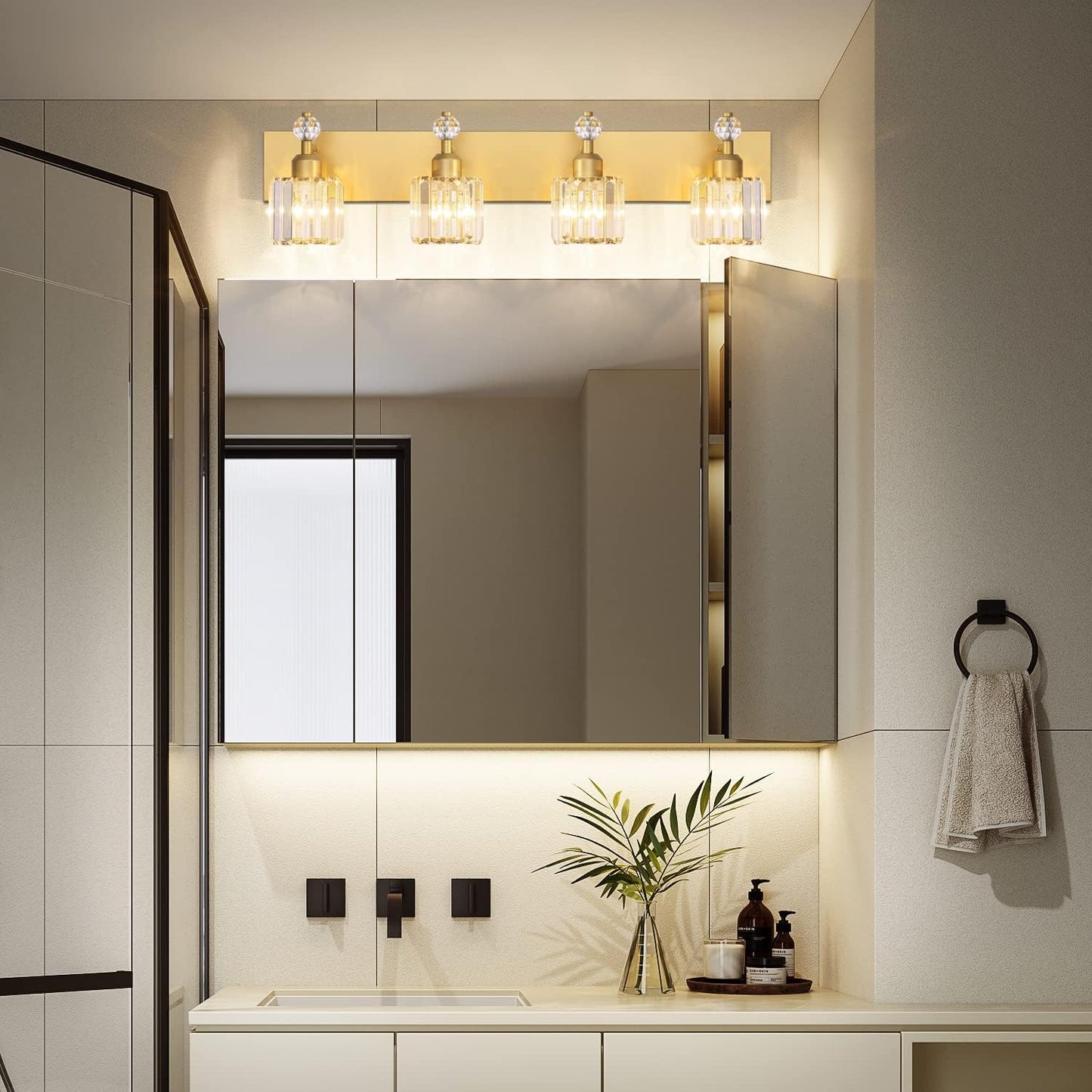 Lámpara de Tocador Dorada Moderna para Baño Dormitorio