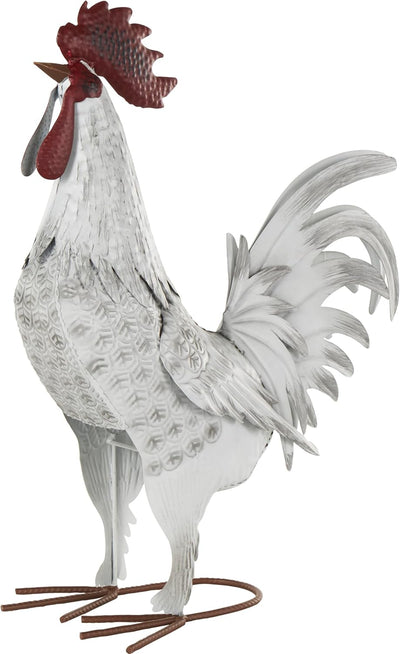 Escultura gallo metal jardín textura negra 15x6x18pulg