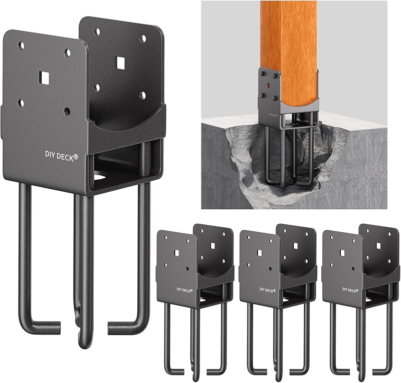 Soporte poste U acero inox para valla hormigón 4x4