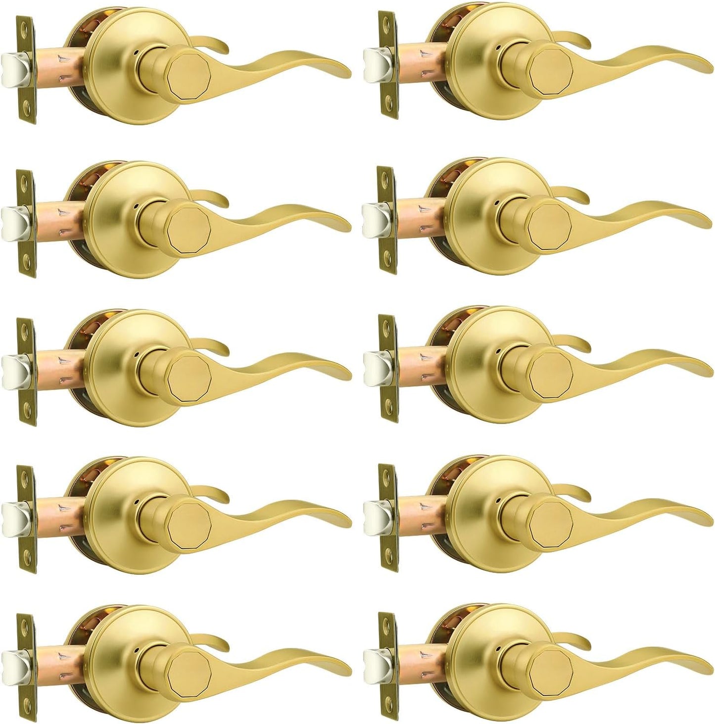 Manijas puerta interiores dorado cepillado ondulado set 10