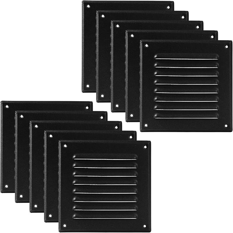 Rejilla ventilación soffit metal negro 5x5" 10 Uds