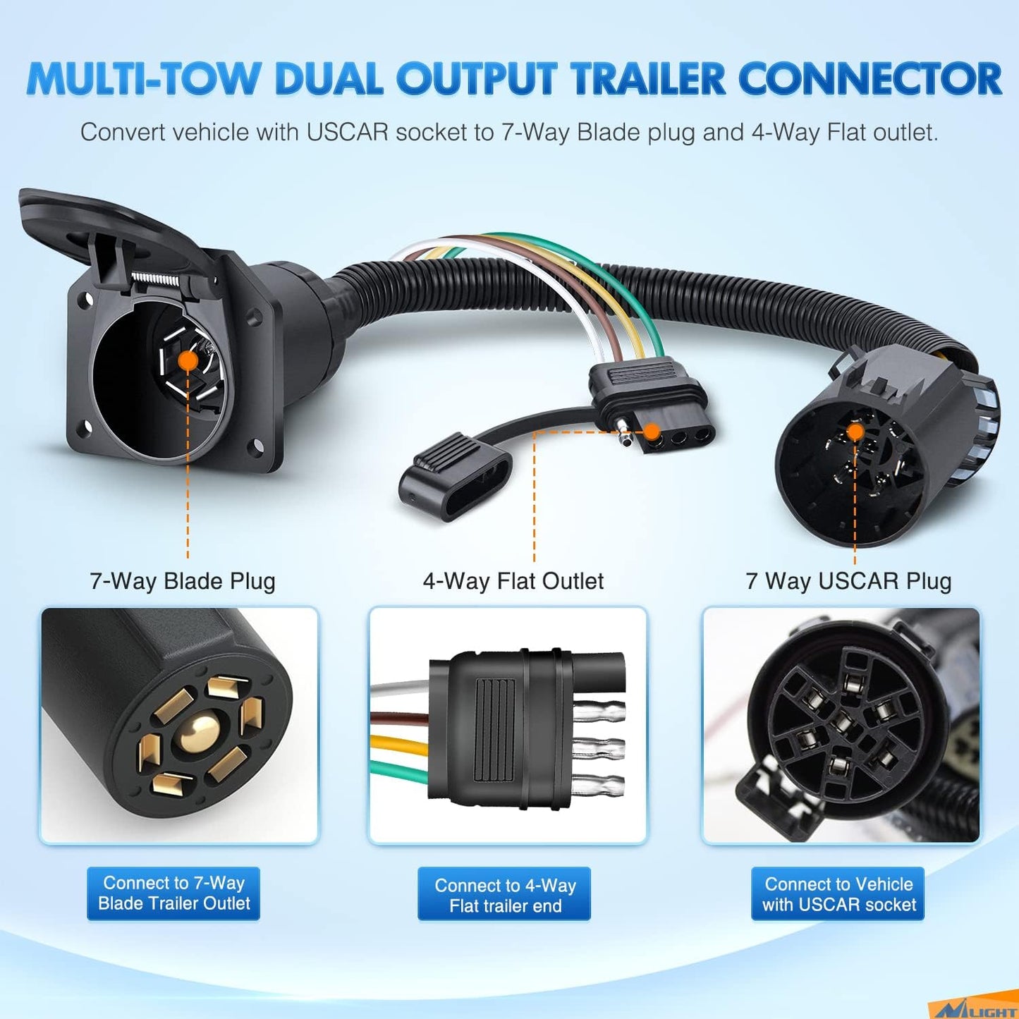 Adaptador eléctrico 4Pin a 7Pin para autocaravanas