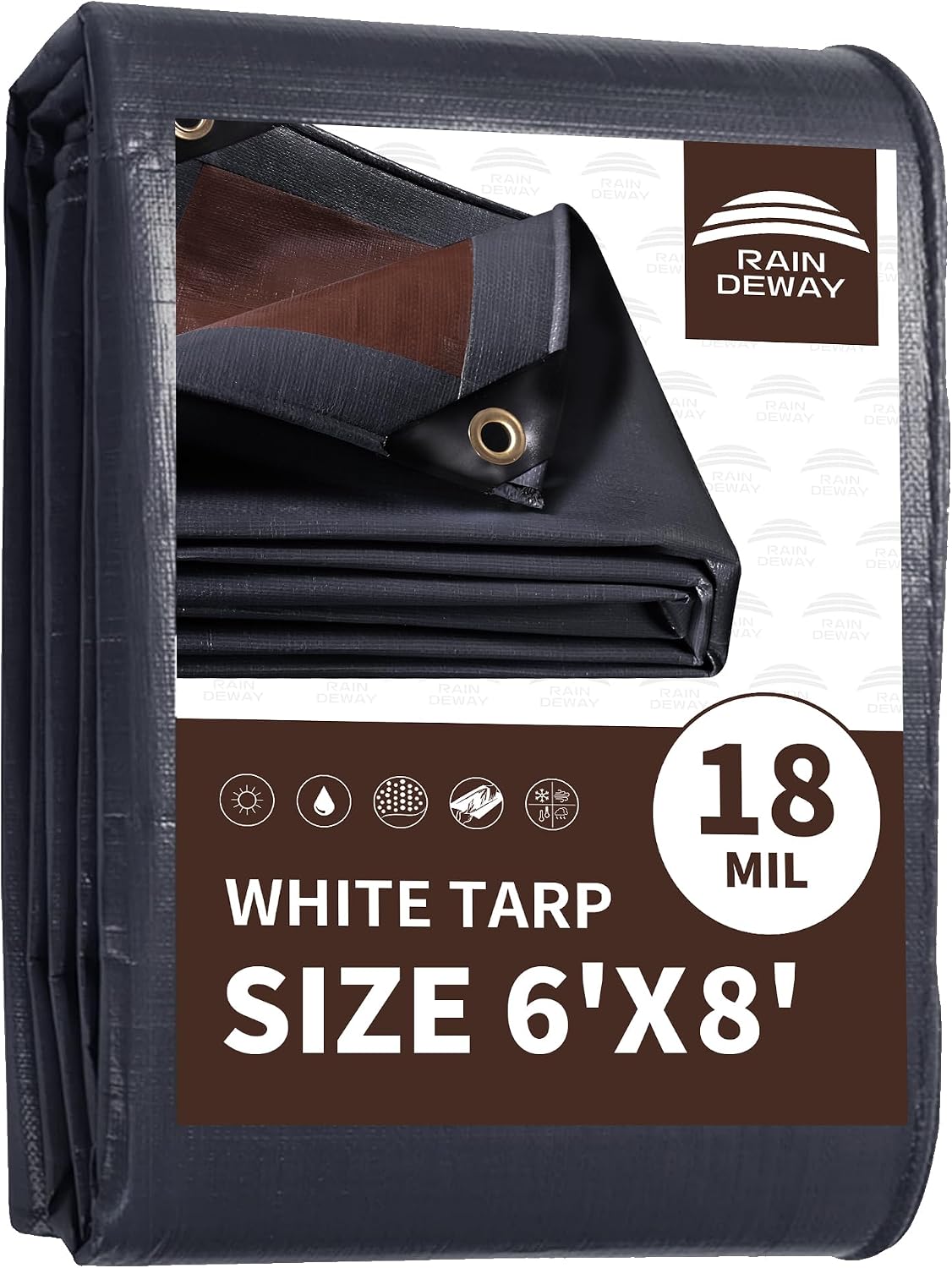 Lona 6x8ft 18mil impermeable UV resistente gris/marrón