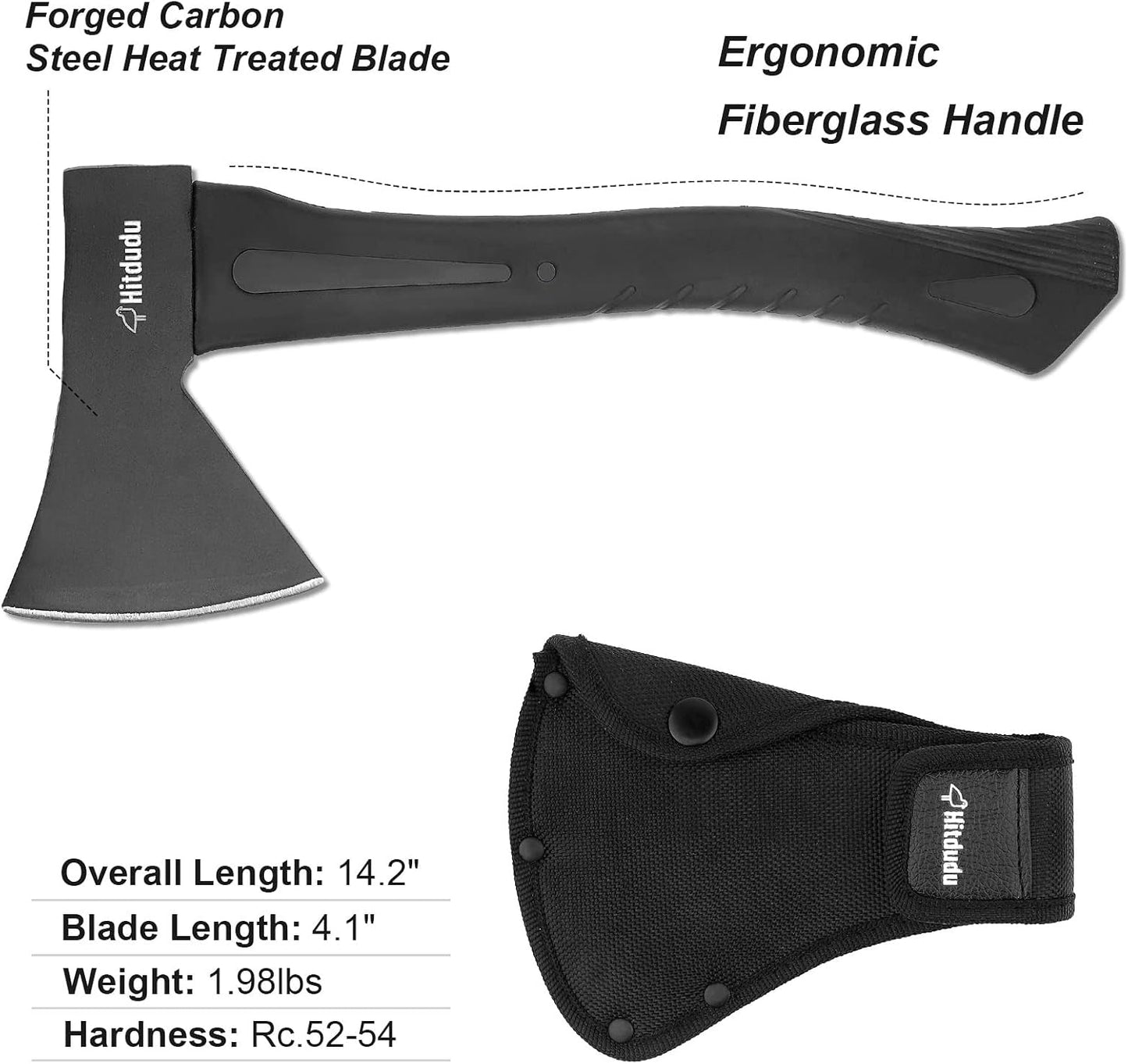 Hacha camping 14" acero carbono herramienta supervivencia