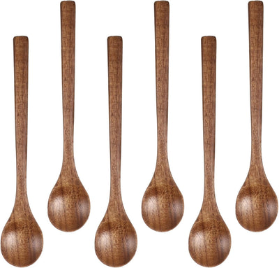 6 Cucharas Madera para Miel Té Café 6.7pulg