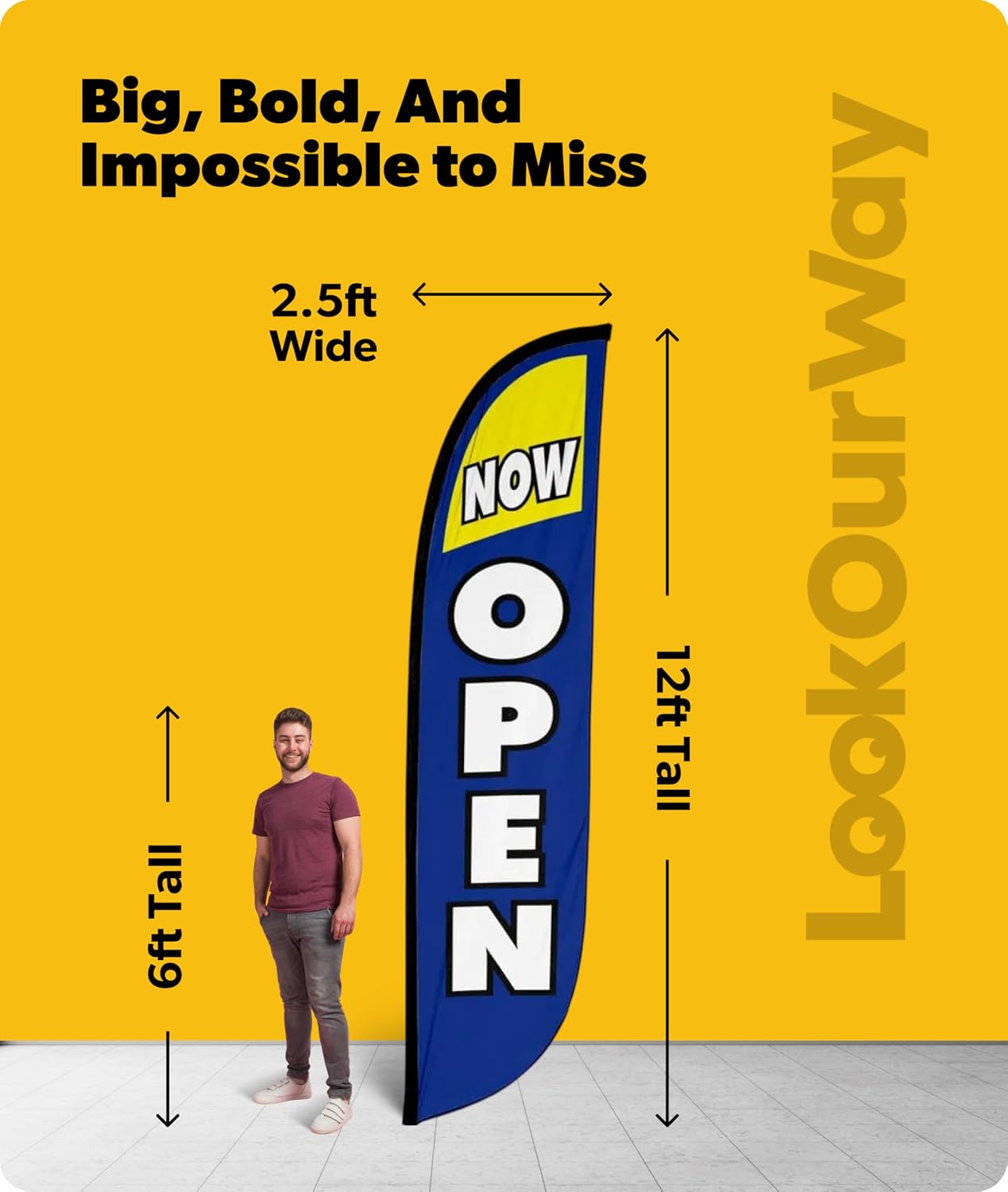 Bandera pluma 12ft señal publicitaria azul amarillo