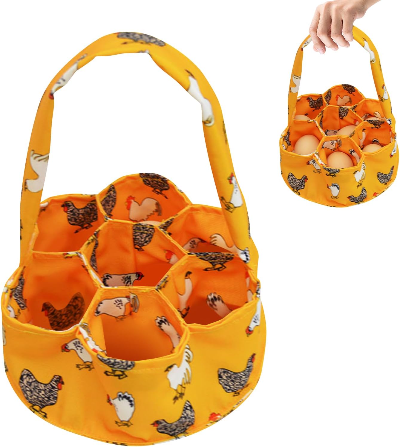 Cesta recolectar huevos 7 bolsas para pollos gallinas