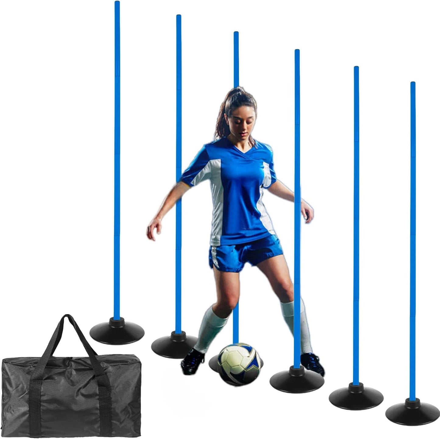6 Pzas Poles Entrenamiento Agilidad 5ft con Base Goma