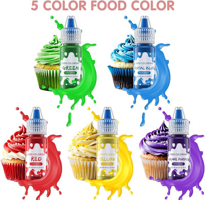 Líquido para colorear alimentos 5 colores grado alimenticio