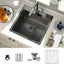Fregadero cocina acero inox 18x18pulg montaje superior negro