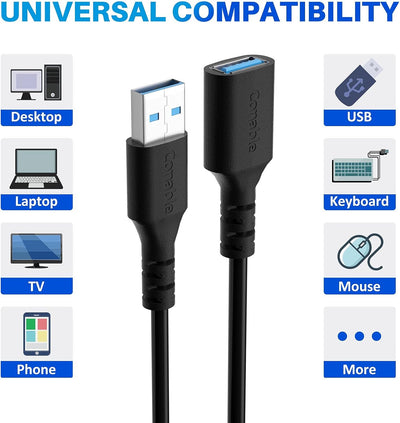 3 Cables USB 3.0 4ft Macho a Hembra 5 Gbps