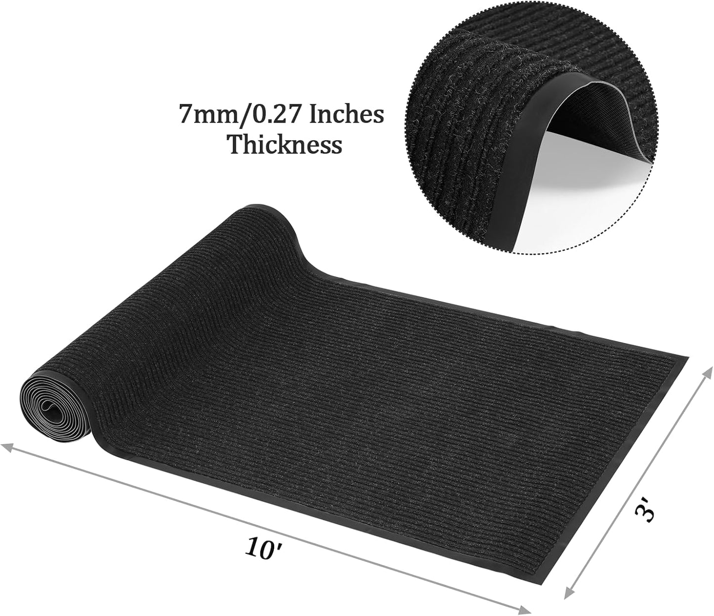 Tapete puerta entrada 3x10ft goma antiderrap negro